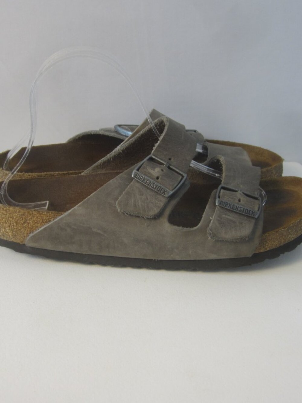 Birkenstock Arizona Unisex 42 Medium Gray Leather Double Strap Sandals Men - Picture 10 of 11